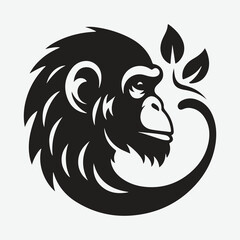 Fototapeta premium Majestic Chimpanzee Silhouette Logo: Timeless Elegance in Wildlife Design