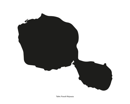 Vector isolated simplified illustration icon with black silhouette of Tahiti islands map. Part of French Polynesia. White background
