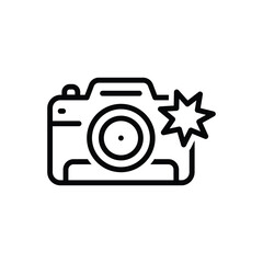 Black line icon for camera flash