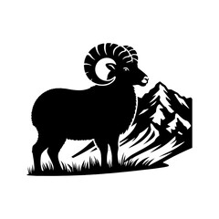 Mountain Sheep Silhouette - Sheep Vector art  - Minimalist Sheep Design.