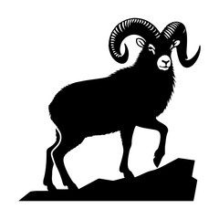 Mountain Sheep Silhouette - Sheep Vector art  - Minimalist Sheep Design.