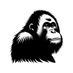 Orangutan Silhouette - Minimalist Orangutan Vector - Orangutan Illustration.