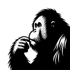 Orangutan Silhouette - Minimalist Orangutan Vector - Orangutan Illustration.