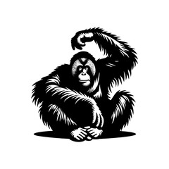 Fototapeta premium Orangutan Silhouette - Minimalist Orangutan Vector - Orangutan Illustration.