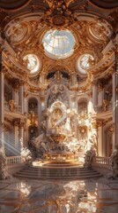 Obraz premium Baroque, barocco ornate marble ceiling non linear reformation design. elaborate ceiling with intricate accents depicting classic elegance and architectural beauty