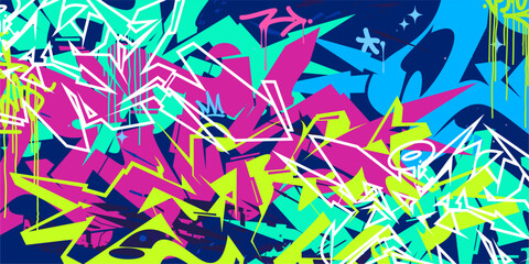 Obraz premium Cool Trendy Abstract Hip Hop Urban Street Art Graffiti Style Vector Illustration Background Template