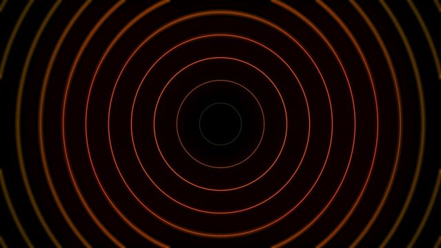 Abstract orange color swirling vortex pattern with circles and spirals in a tunnel of light and energy