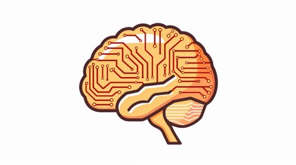 A cartoon style human brain icon with sensors isolated on a white background serves as a visual representation of research