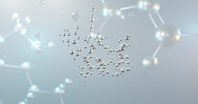 Vasopressin rotating 3d molecule, molecular structure of antidiuretic hormone, seamless video