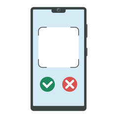 QR code scanner on smartphone. Smartphone with blank scan code window and buttons