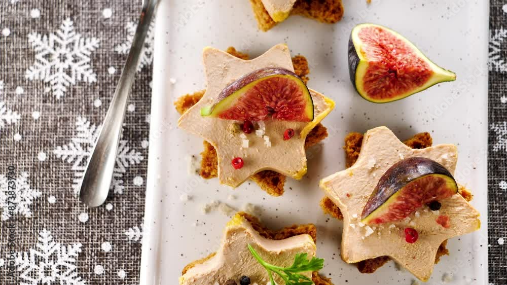 Poster canape with foie gras with fresh fig- festive dinner