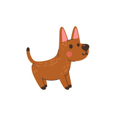 Funny little brown dog character