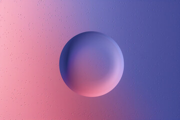 Obraz premium minimalist abstract compositions with textured and smooth embossed circular shapes in blue, purple and pink gradients with empty space for text.