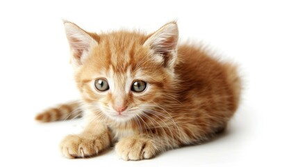 Obraz premium Studio image of adorable kitten on white background
