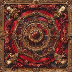 Fototapeta premium Baroque, barocco ornate marble ceiling non linear reformation design. elaborate ceiling with intricate accents depicting classic elegance and architectural beauty