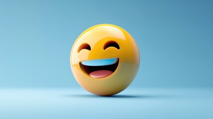 Fototapeta premium 3 dimensional emoji symbol icon on a blue backdrop