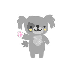 Gray dog raised hand illustration