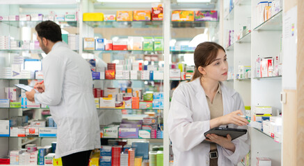 Pharmacists monitor and inspect the quality of pharmaceuticals sold in pharmacies