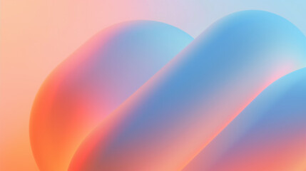 modern 3D abstract composition with translucent overlapping rounded shapes in red, blue, and orange tones on a soft gradient background