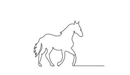 Fototapeta premium continuous line drawing Jumping wild horse one line sketch