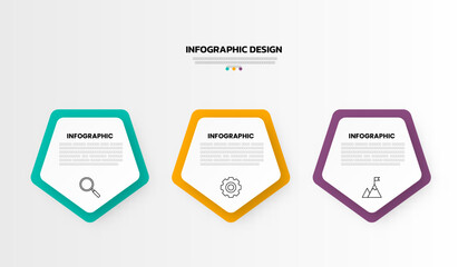 Modern business infographic template with 3 options or steps icons.
