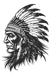 Chief Head. Indian Native Warrior Mascot Graphic