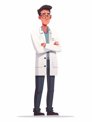 Biologist male, Full body character, Vector illustration, Clip art, Research, isolated on white background 