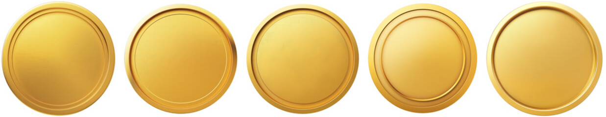 Set of Blank golden awards. First place medal isolated 