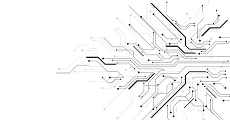 Technology circuit diagram on white background.High tech circuit board connection system.Vector abstract technology on white background.	