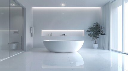 Minimalist white bathroom