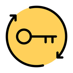 Refresh Key Icon Renewal Design in Flat Line Color Style