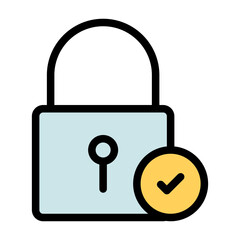 Padlock Protect Icon Secure Protection Design in Flat Line Color Style