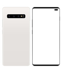 Realistic vector flat mock-up Samsung Galaxy S10 with blank screen isolated on transparent background. vector illustration