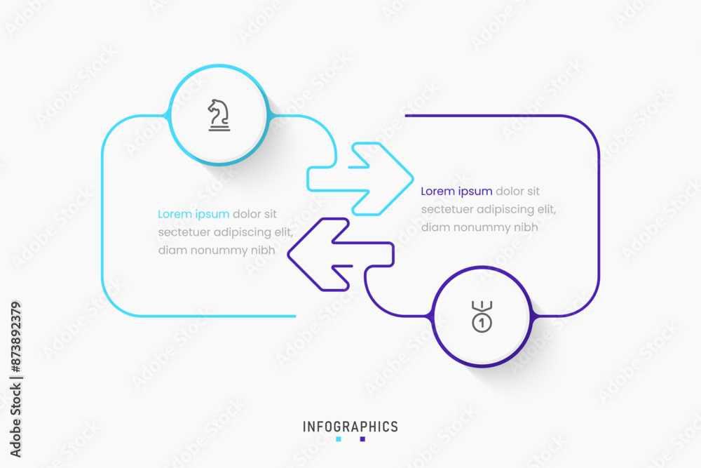 Wall mural vector infographic label design template with icons and 2 options or steps. can be used for process 