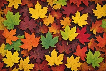 Fototapeta premium colorful autumn gradient Maple leaves pattern