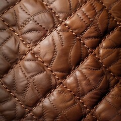 Obraz premium High-Resolution AI-Generated Background Featuring Luxurious Brown Leather Bag Texture with Stitching, Perfect for Gift, Holiday, Luxury, Neutral, and Handmade Concepts