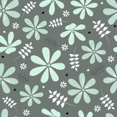 Obraz premium Bright floral pattern. Seamless background with flowers. Bright spring flowers. Floral illustration. graphic abstract background. Blue flowers.
