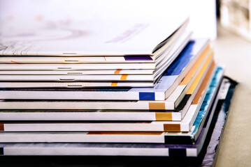 stack of books on the table