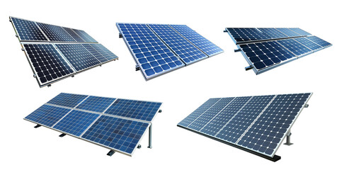 Solar panels on a transparent background.