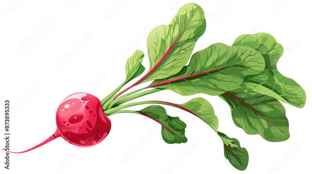 Wall mural Illustration of a fresh and healthy radish symbol on a clean white background