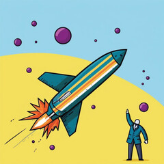 Naklejka premium rocket in space