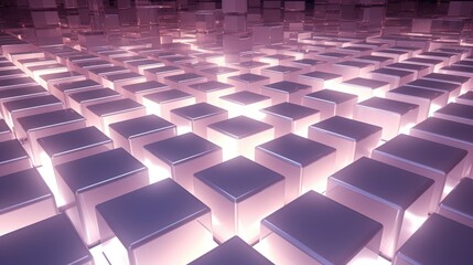 Naklejka premium A close up of a room with many pink cubes