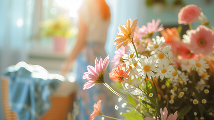 Bouquet of Flowers in the Laundry Room at Dawn