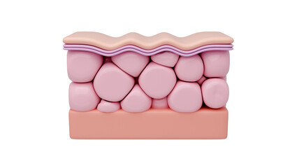 Skin layer with fine line or wrinkle. 3D illustration 