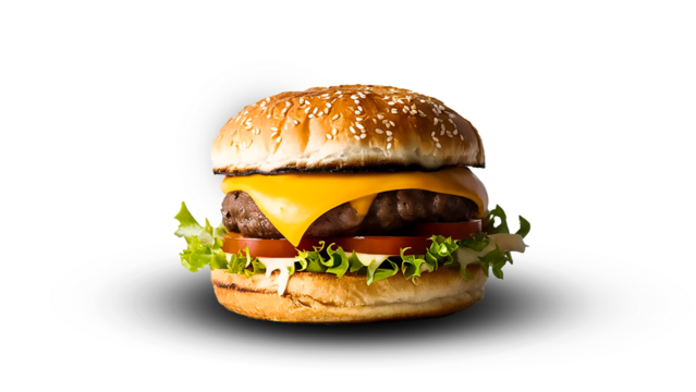 Classic Cheeseburger Isolated on a transparent background