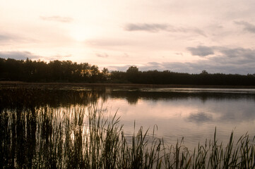 coucher de soleil, Etang,  La Dombes, 01, Ain, France