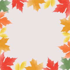 Autumn background from colorful watercolor leaves.