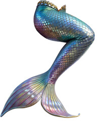 Mermaid Tails PNG Photo Overlays - High-Resolution Fantasy Elements with Colorful, Pearlescent Tails and Decorative Belts for Creating Magical Photography. Generated AI