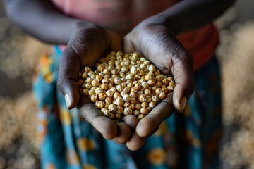 Closeup of Hands Holding Grains.