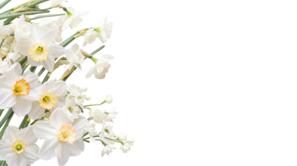 A bouquet of white flowers with yellow centers